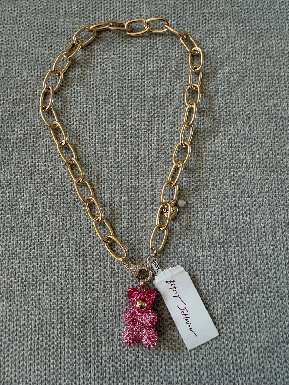 Necklace with pendant pink gummy teddy bear by Betsy Johnson super cute